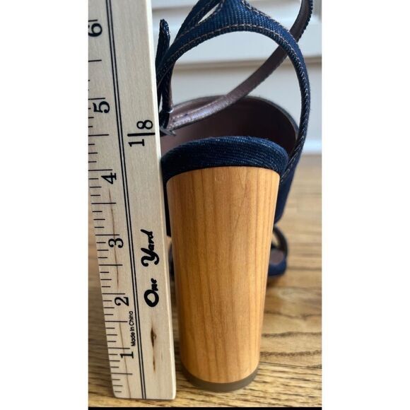 Tabitha Simmons Stevie Denim Block Heel Ankle Wrap Sandal Size 37 - Picture 6 of 12